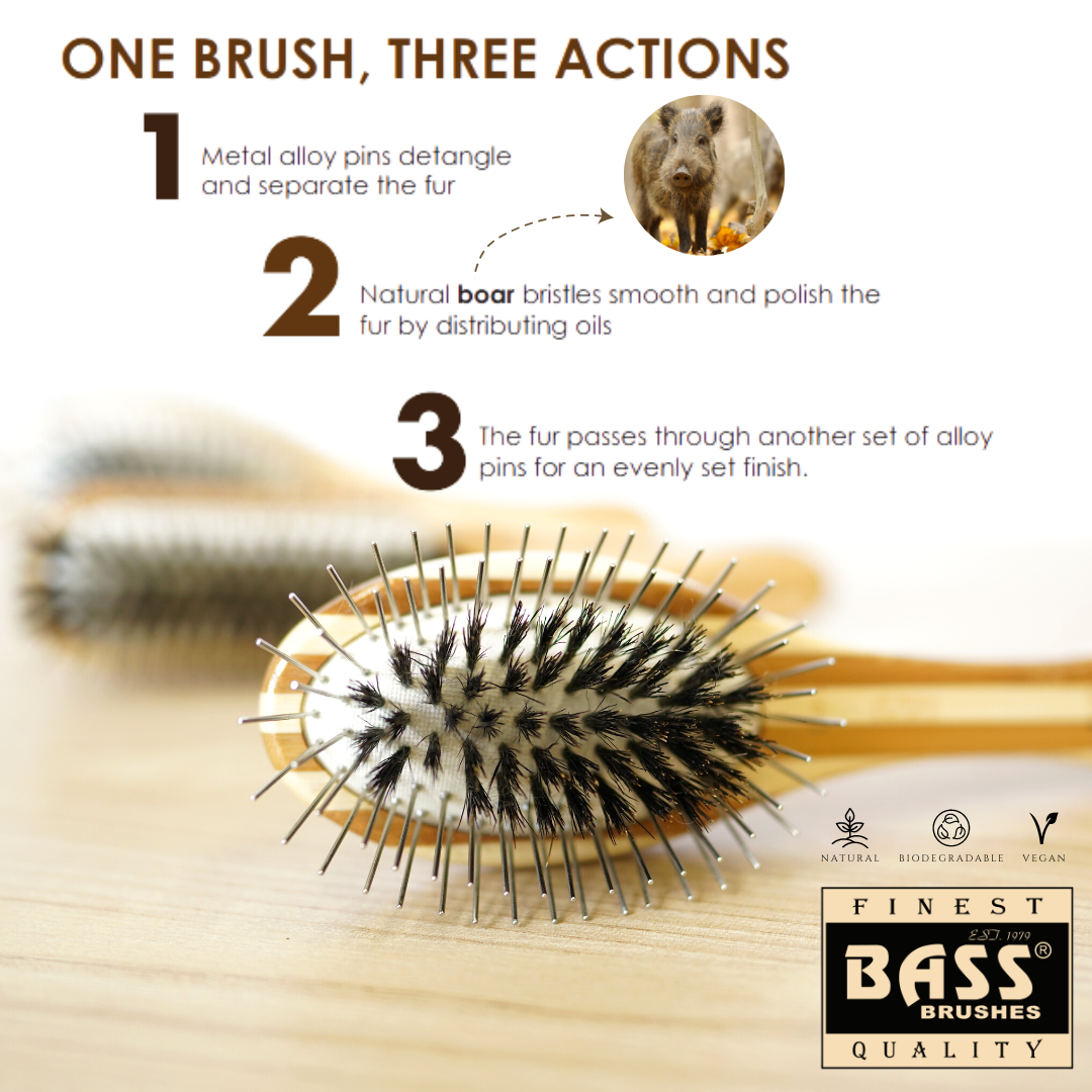 Bass Hybrid Groomer Pet Brush | Striped Finish