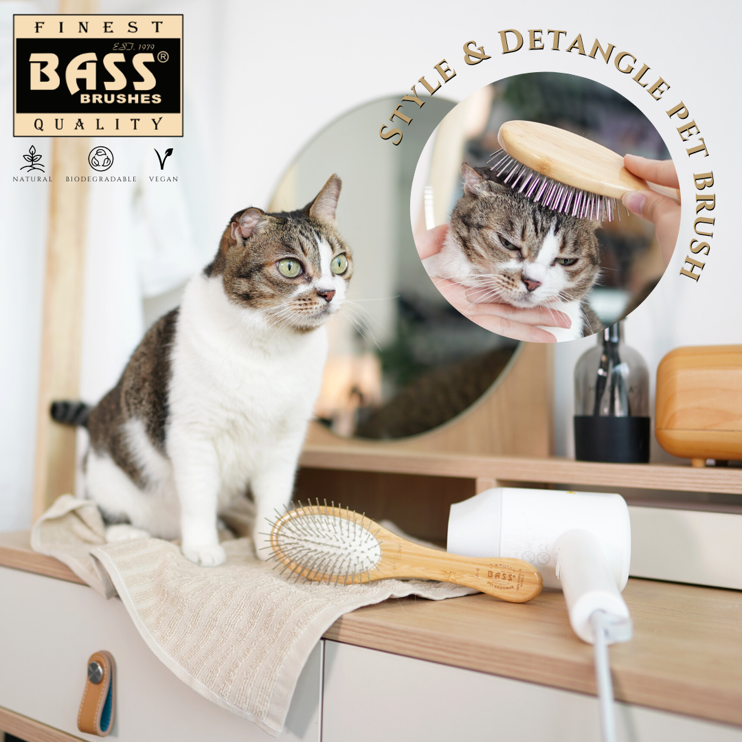 Bass Style & Detangle Pet Brush | Striped or Dark Finish